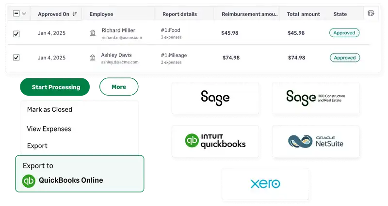 accounting integrations of Sage Expense Management's corporate credit card expense management software