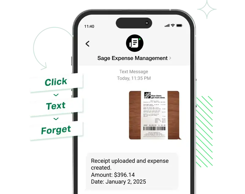 Sage Expense Management's receipt texting feature