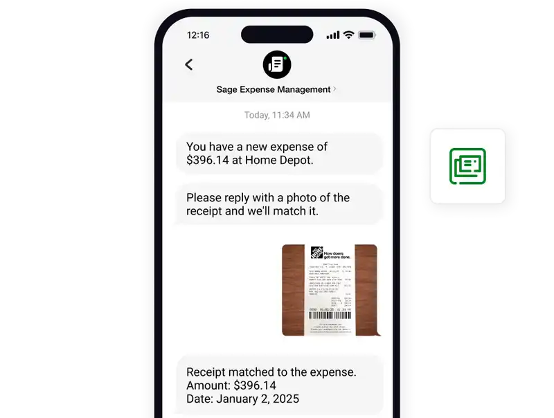 An employee is notified of corporate credit card spend in real-time with Sage Expense Management