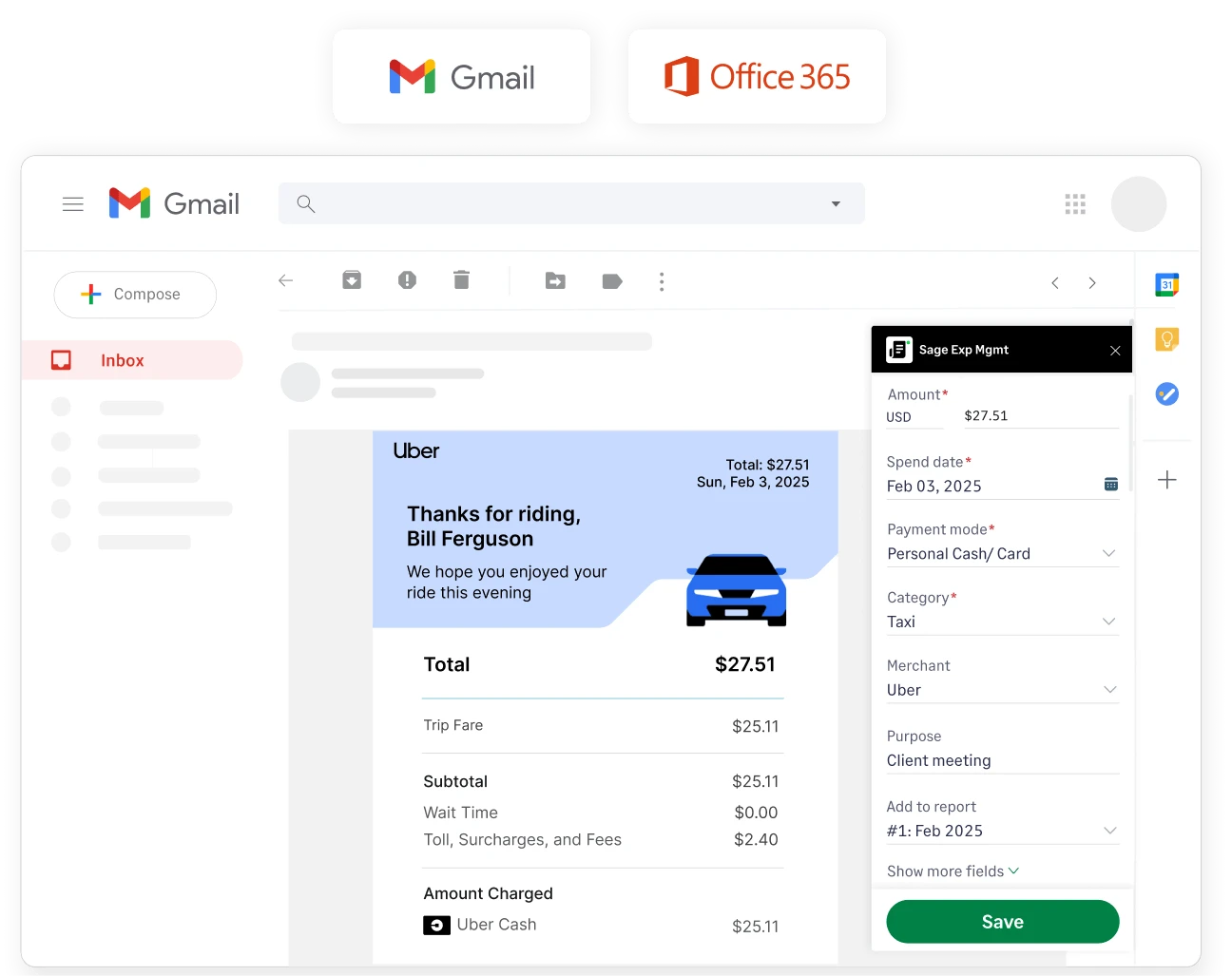 How Sage Expense Management lets you upload expense receipts right from Gmail and Outlook
