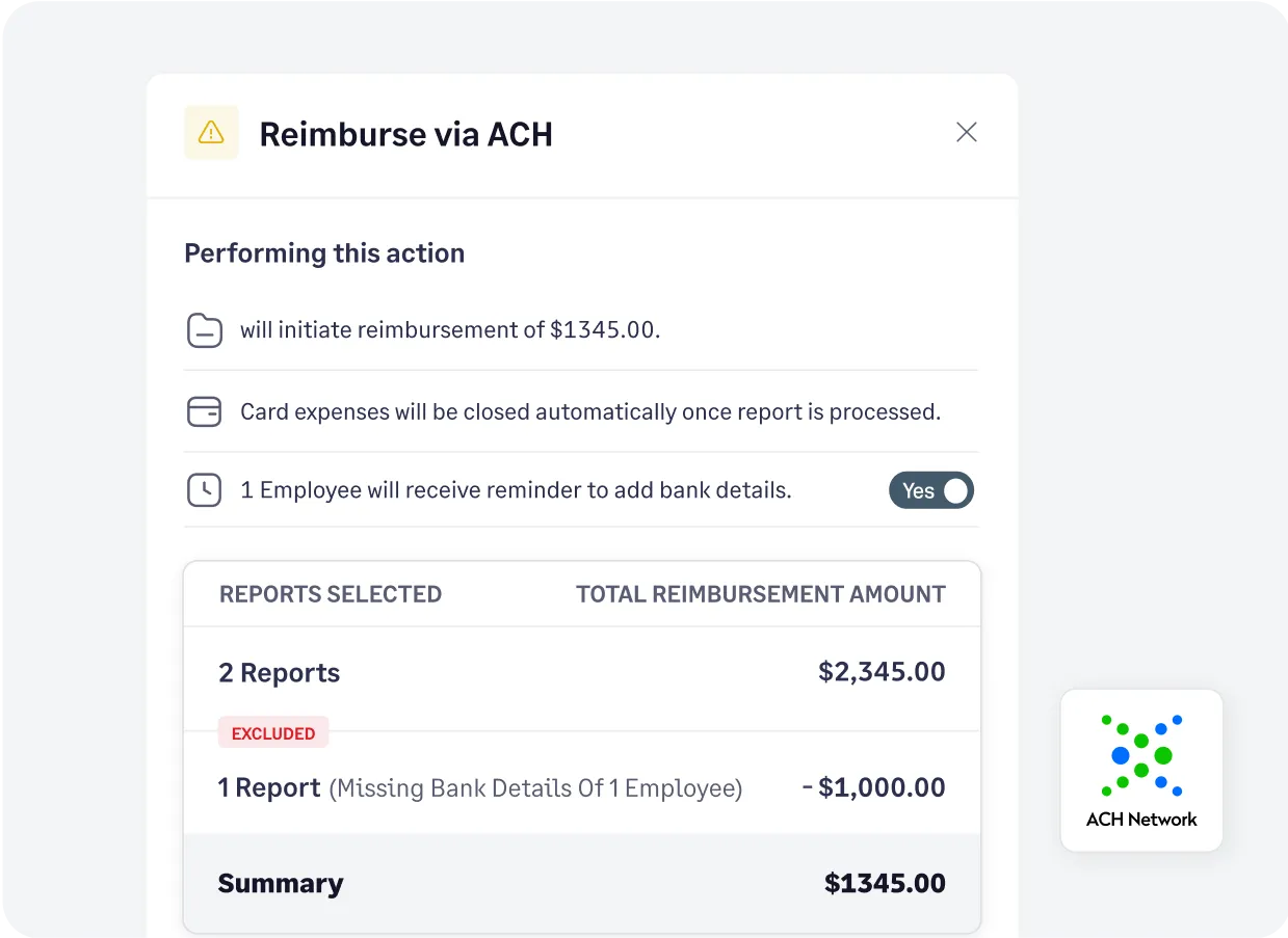 Easily reimburse your construction teams for out-of-pocket expenses via ACH payments