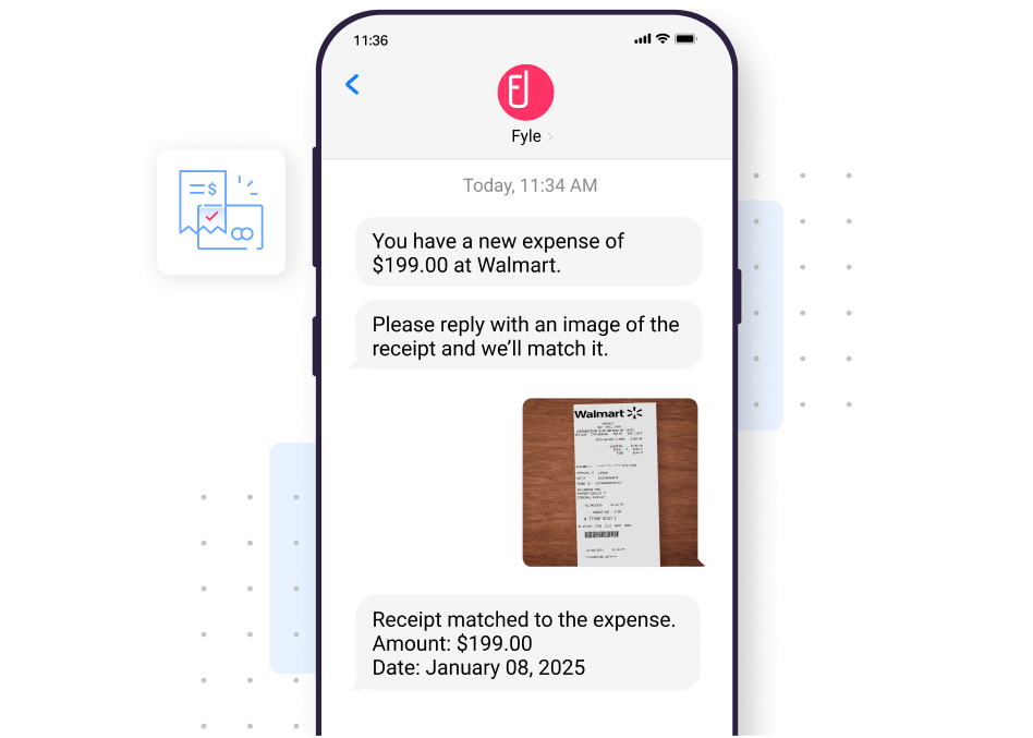 Track receipts via SMS with Fyle's expense management software for small business