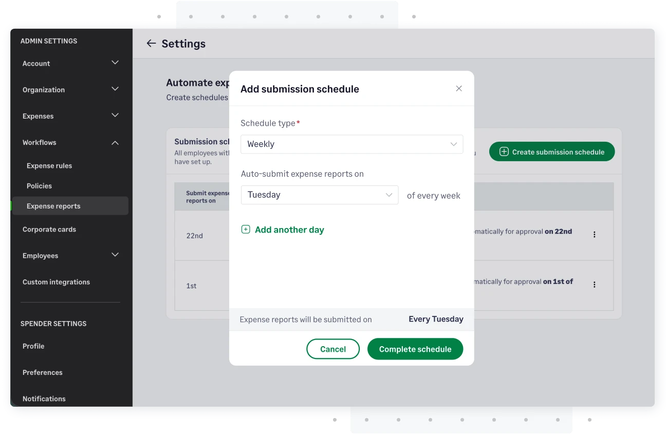 Split expense feature in Sage Expense Management