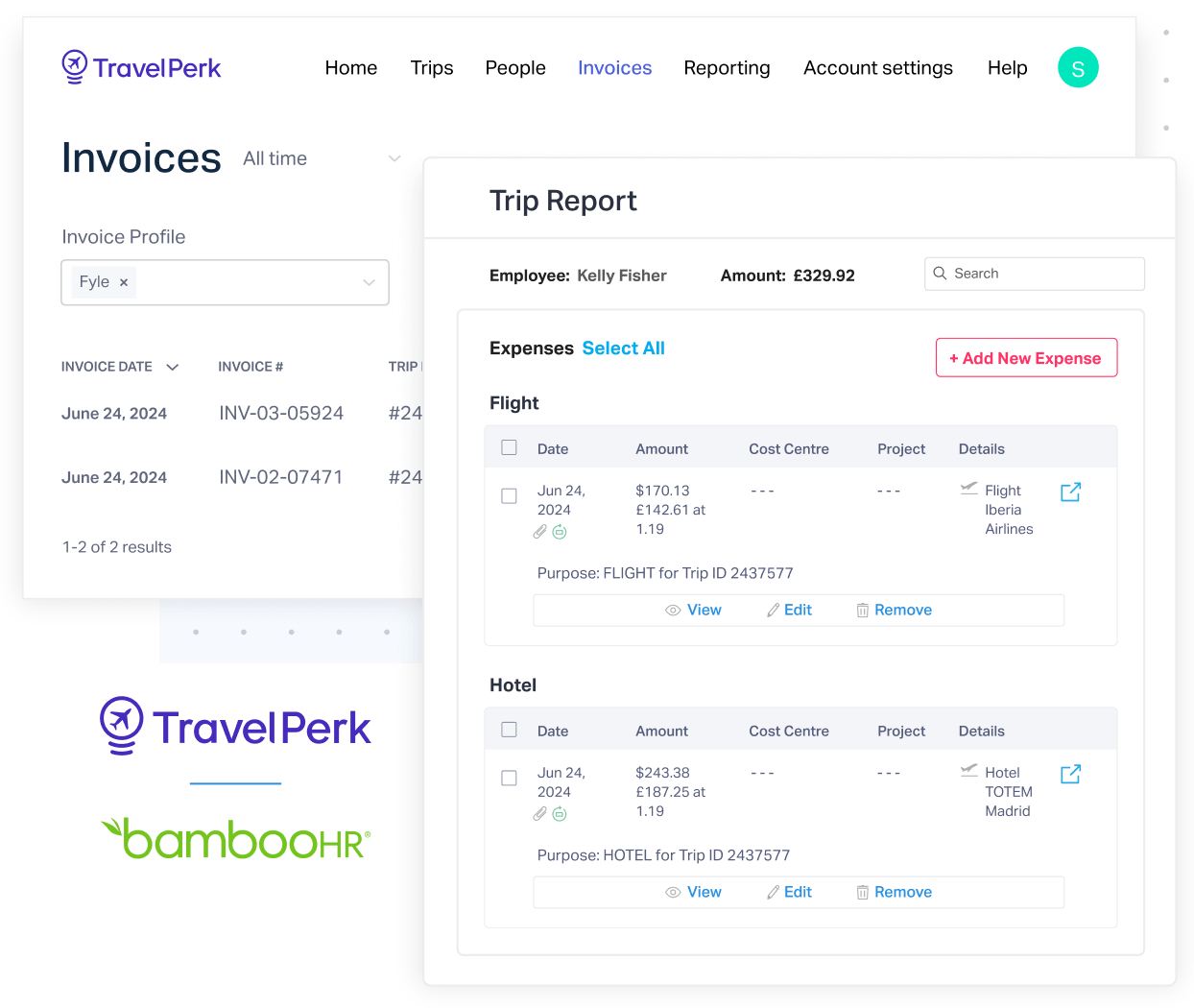 Fyle integrates with TravelPerk and Bamboo HR for easier data transfer