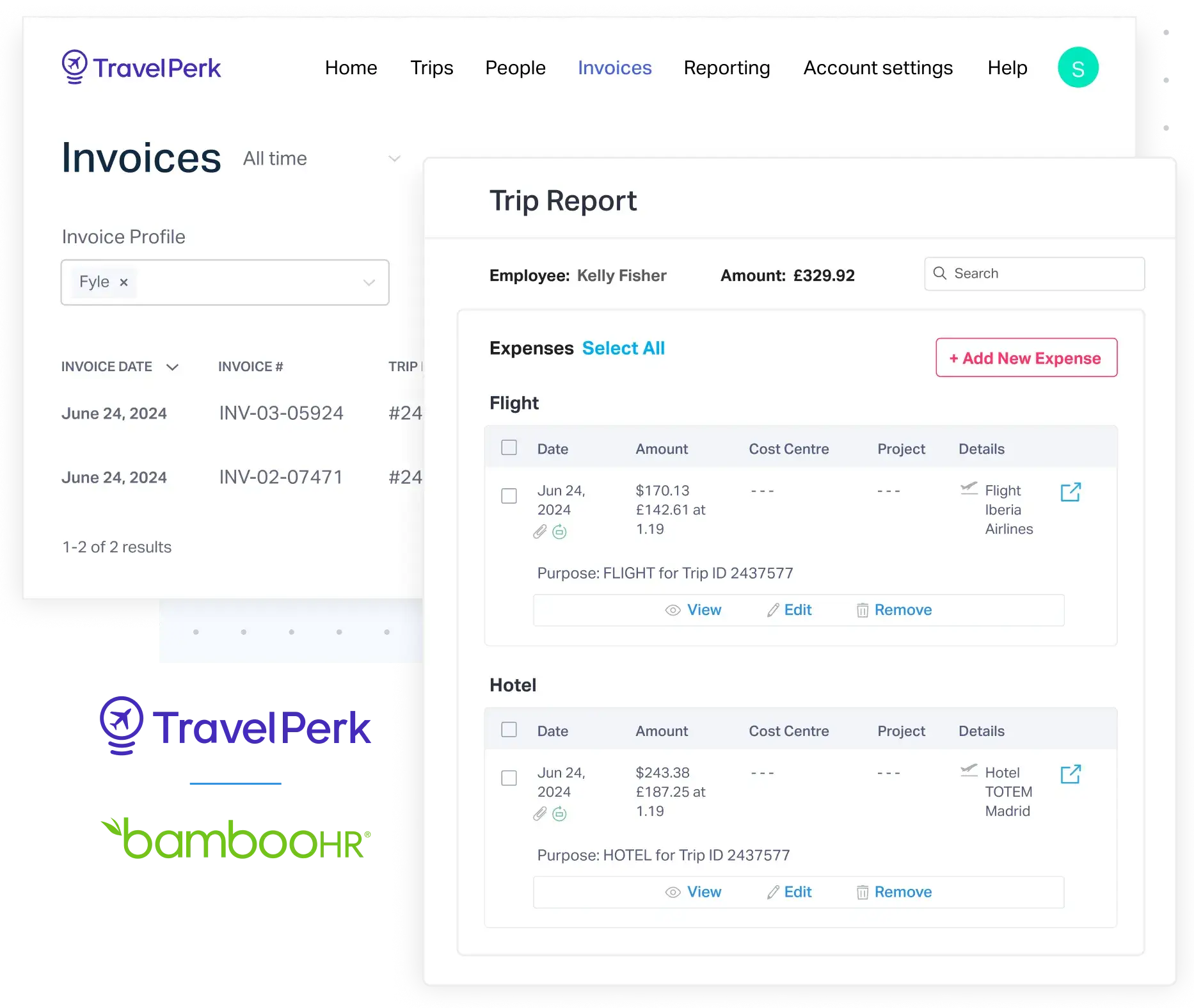 Fyle integrates with TravelPerk and Bamboo HR for easier data transfer