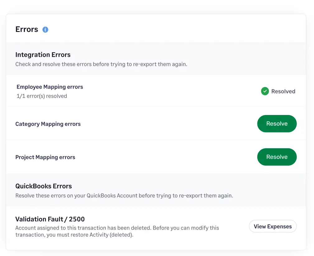 Resolve errors easily with Sage Expense Management's QuickBooks Desktop integration