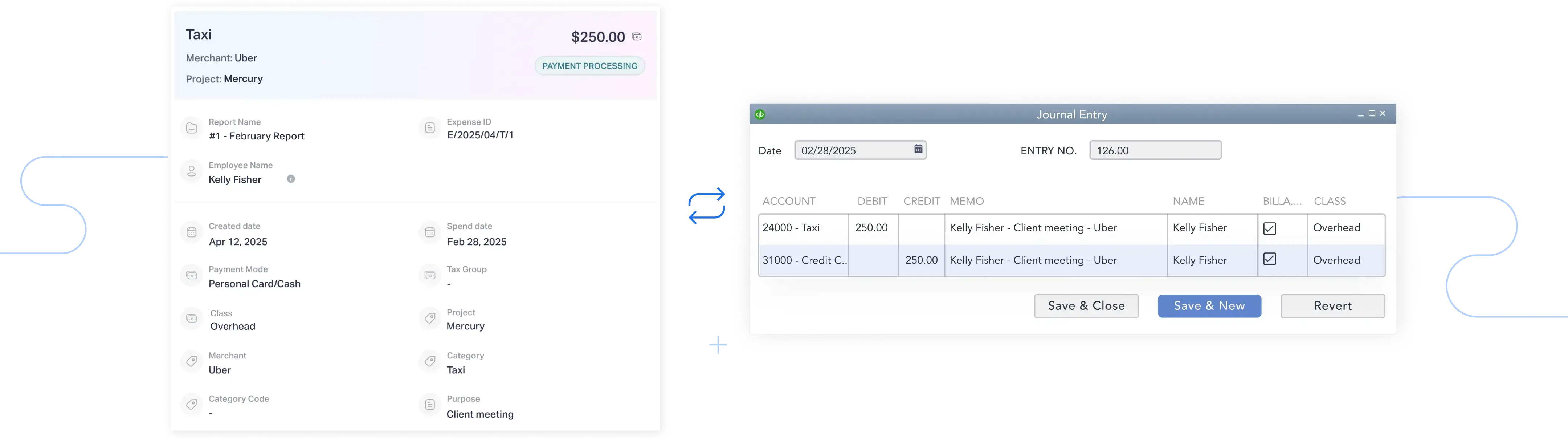 Export expenses automatically via QuickBooks Desktop integration