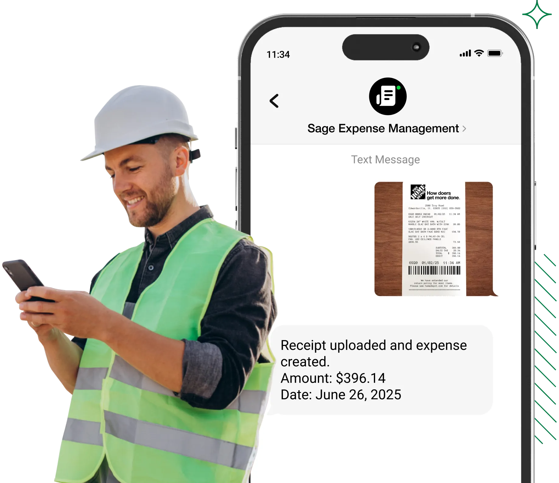 Your field employees can just text their receipts