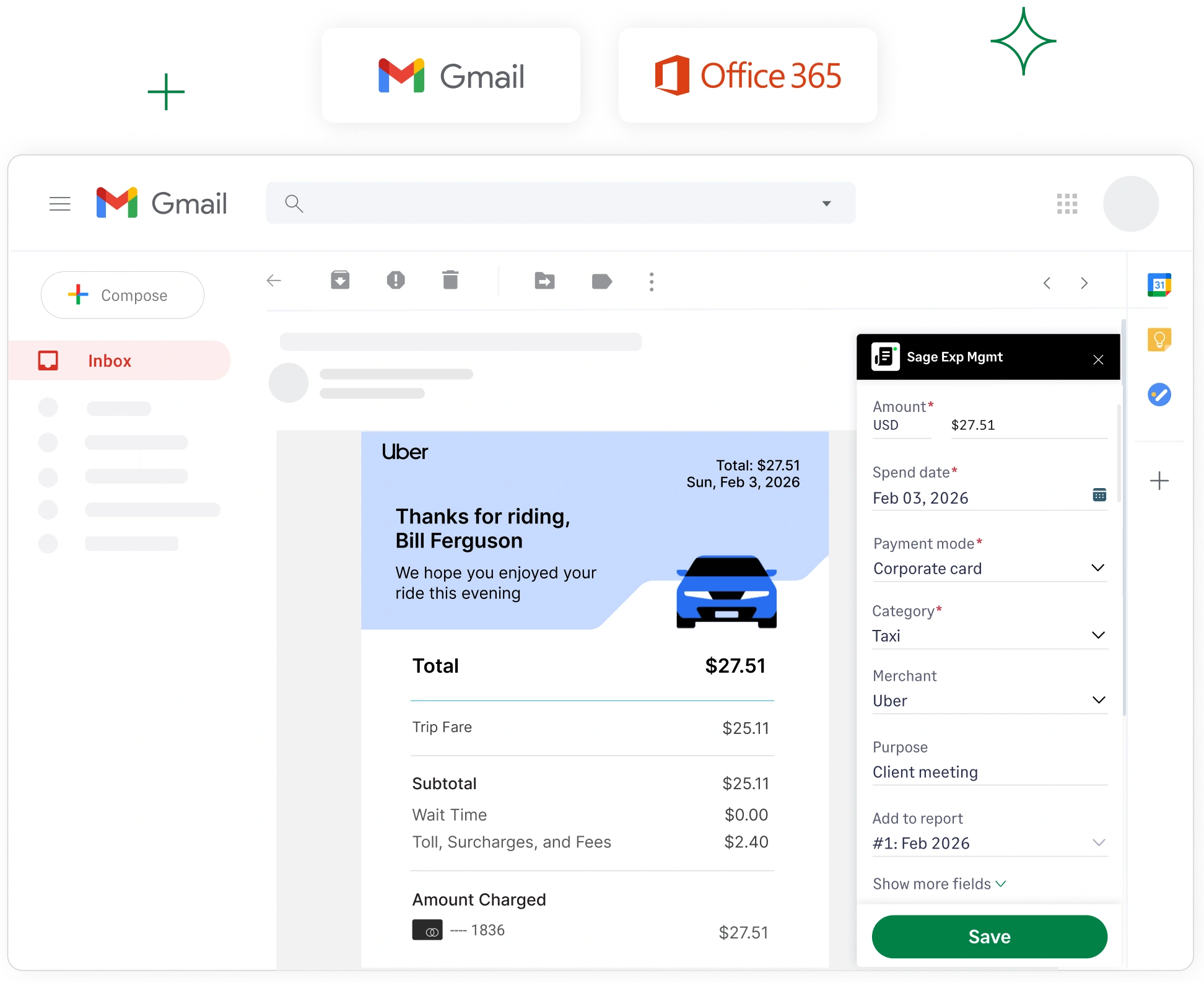 Submit and approve expenses directly from Gmail and Outlook with Sage Expense Management