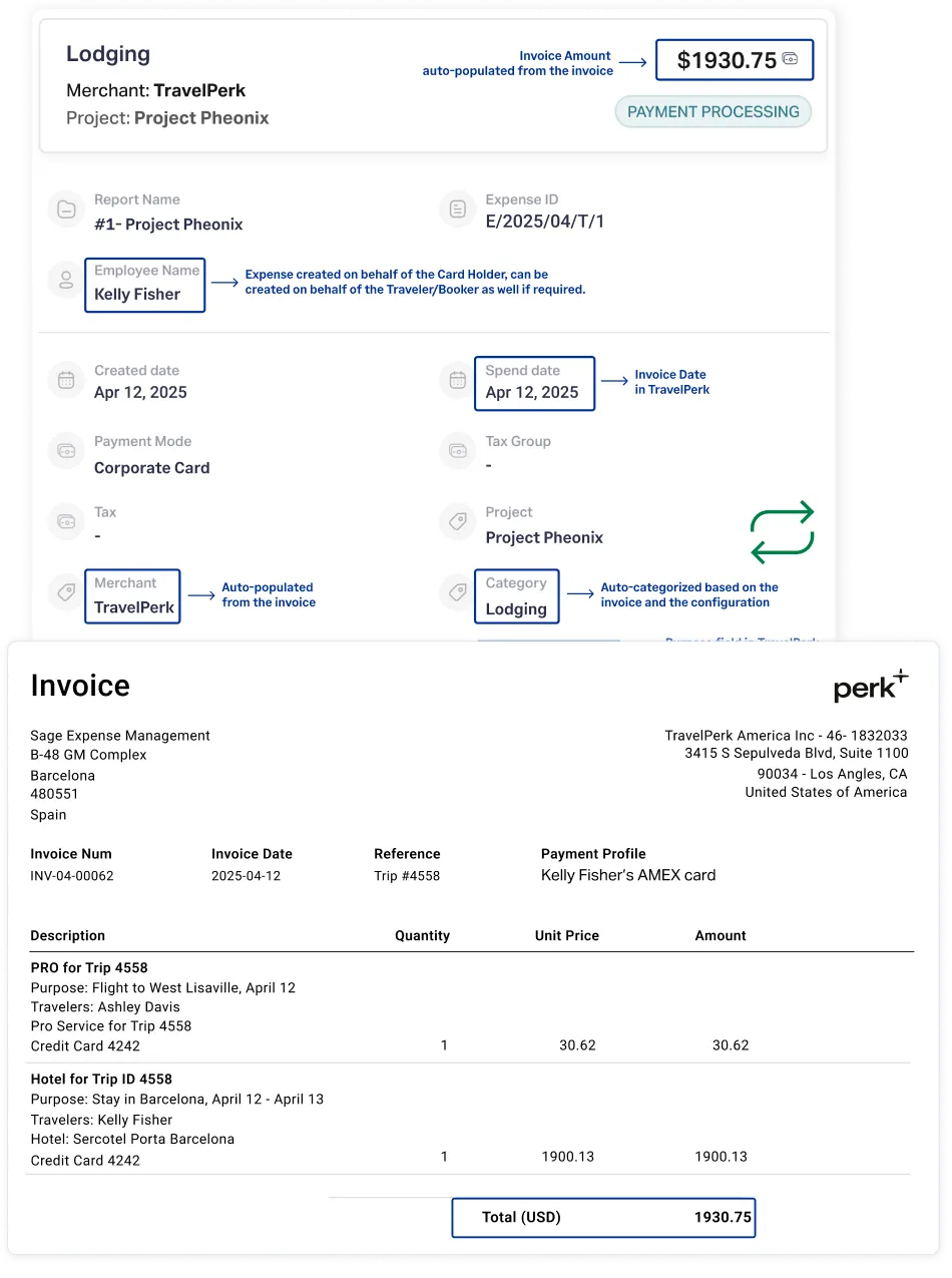 Export business expenses automatically via Sage Expense Management Perk integration