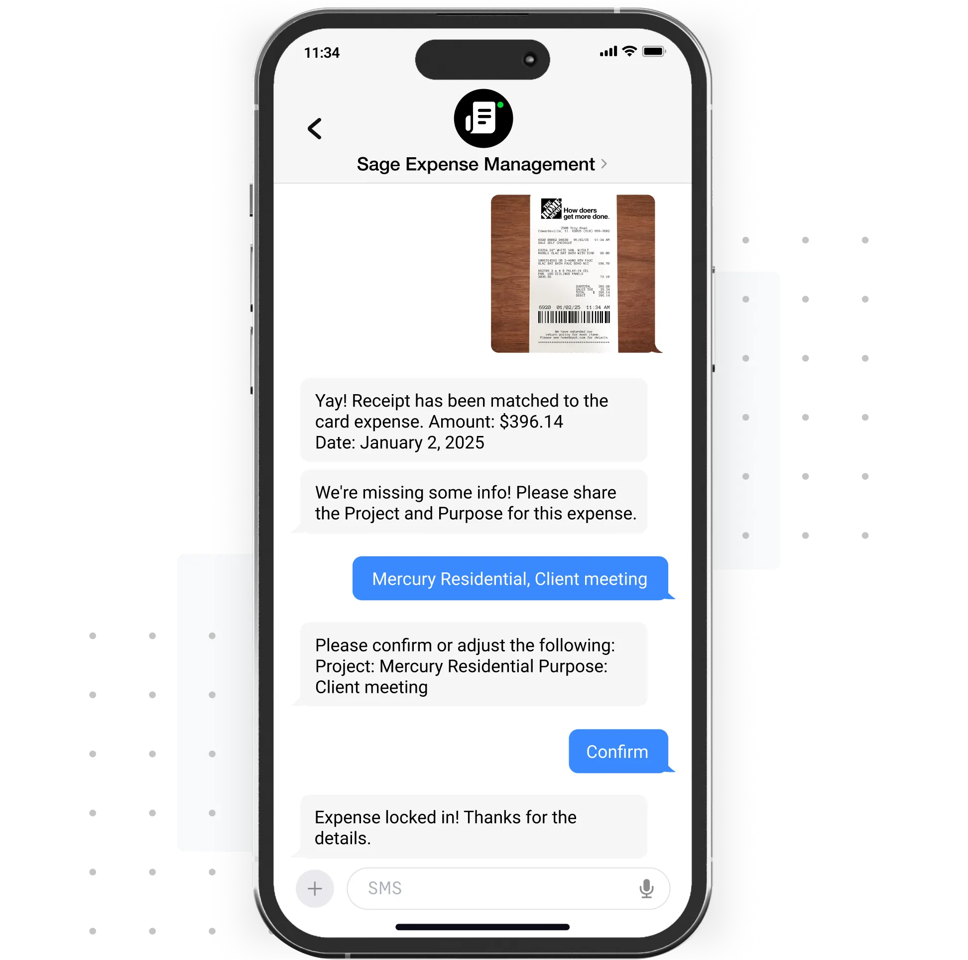 Collect expense details via text powered by AI