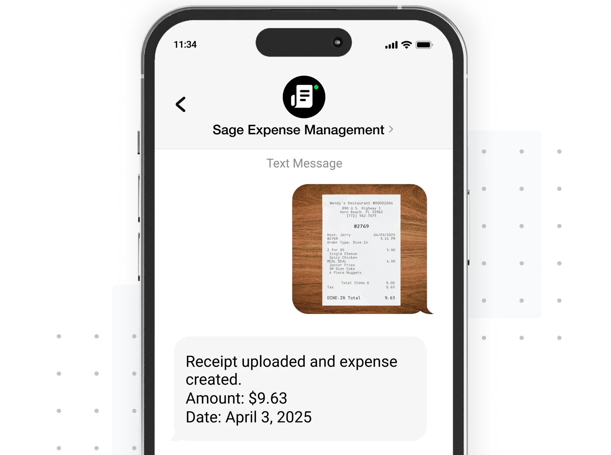 On the go receipt tracking via SMS