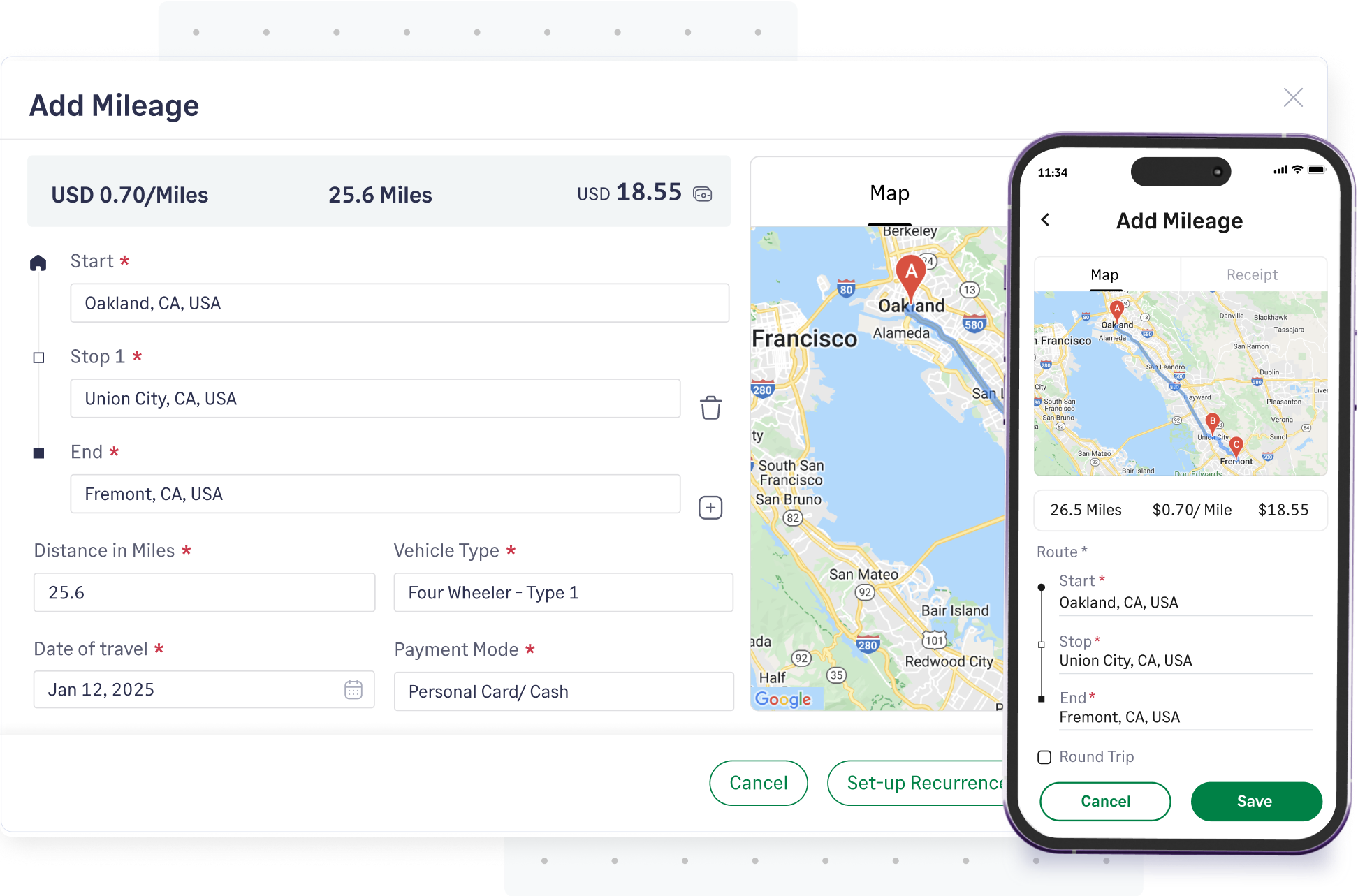 Track and submit business mileage expense right from Fyle