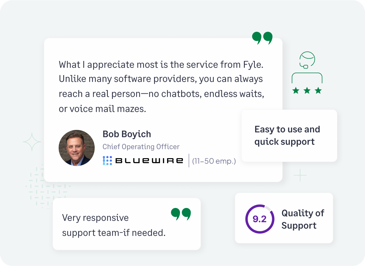 Fyle's customer reviews and ratings