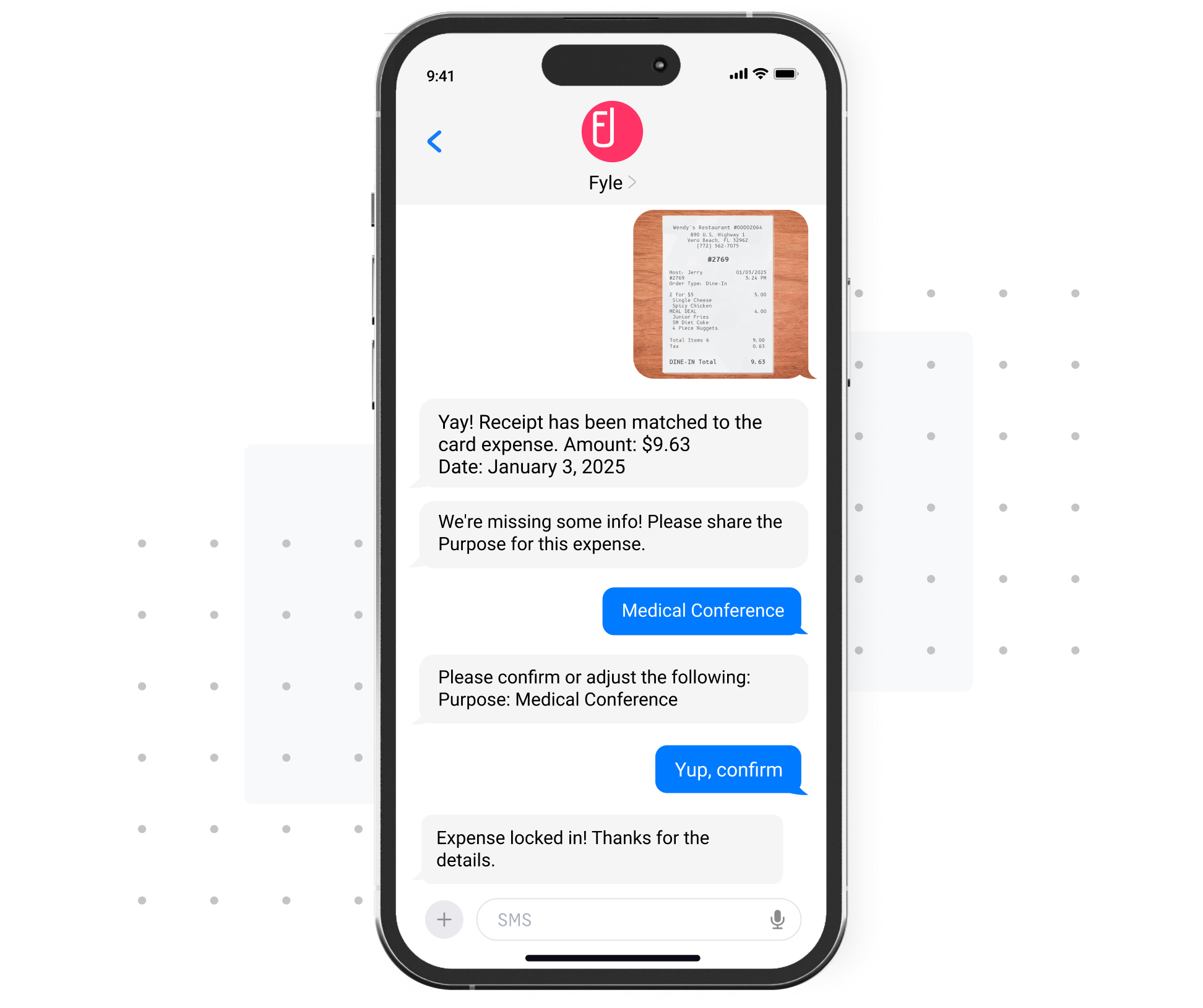 Reconcile card spend to receipts via text with Fyle